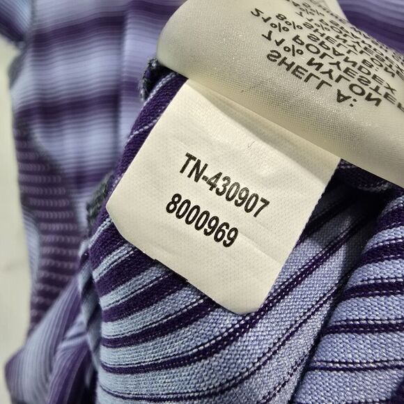 Title Nine Shirt Womens XS Blue Purple Striped Short Sleeve Tee T Runner Scoop - Picture 8 of 10